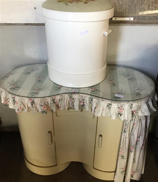 Kidney shaped dressing table and stool